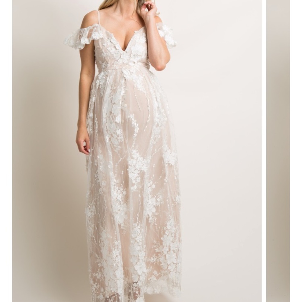PinkBlush Maternity Floral Lace Dress/Evening Gown
